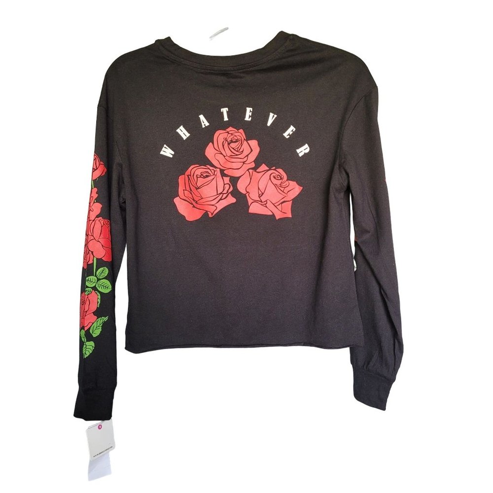 Rebellious One Long Sleeves Rose Graphic-Print Tee. Size XS - Picture 5 of 7